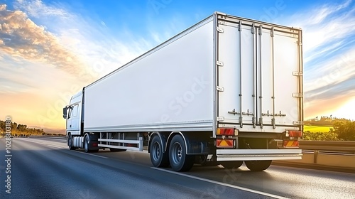 Cargo Truck Transporting Goods on Rural Highway Across Long Distances