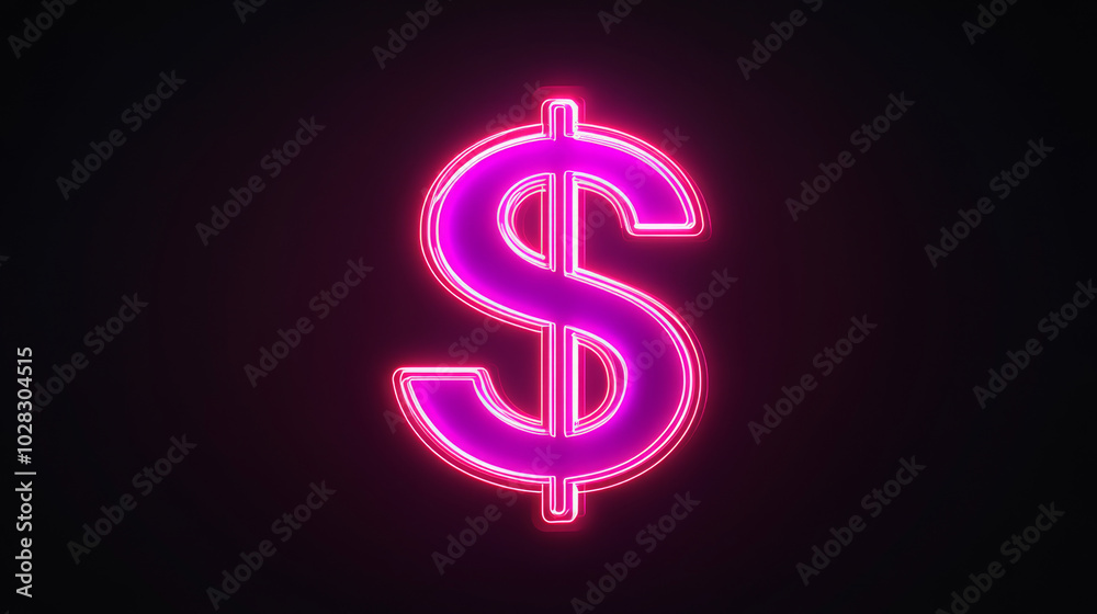 A simple, neon-style icon of a cash symbol, perfect for representing money or investments. A simple, neon-style icon of a cash symbol, perfect for representing money or investments.