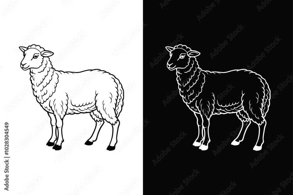 Fototapeta premium Minimal Sheep Icon Vector. Stylish Silhouette for Modern Design Projects