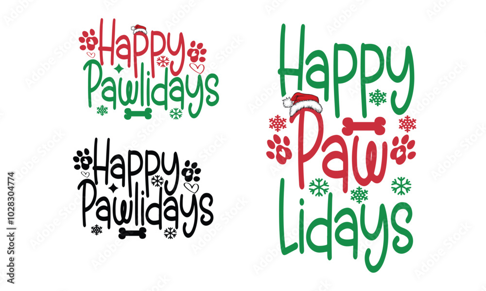 Obraz premium Happy Paw Lidays.Christmas Dog Lover.