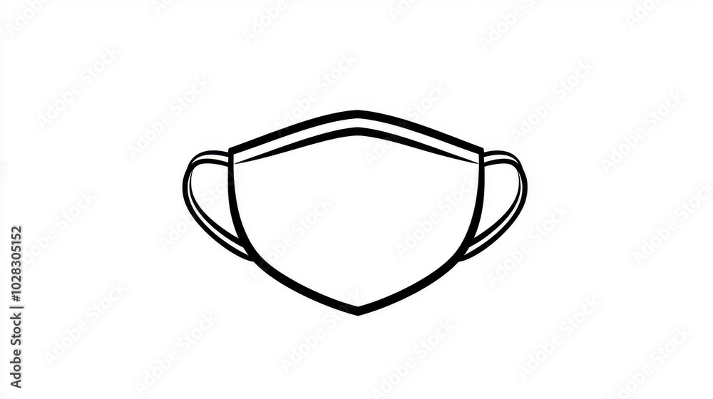 A simple line drawing of a medical mask, perfect for representing virus protection. The outline design is clear and easy to understand. A simple line drawing of a medical mask, perfect for representing virus protection. The outline design is clear and easy to understand.