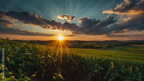 sunset over the field