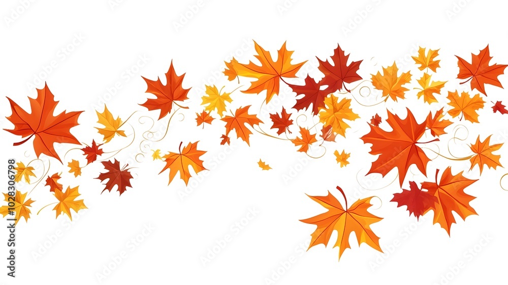 Flowing Autumn Leaves Swirling in the Air,Symbolizing Movement and Change Flowing Autumn Leaves Swirling in the Air,Symbolizing Movement and Change