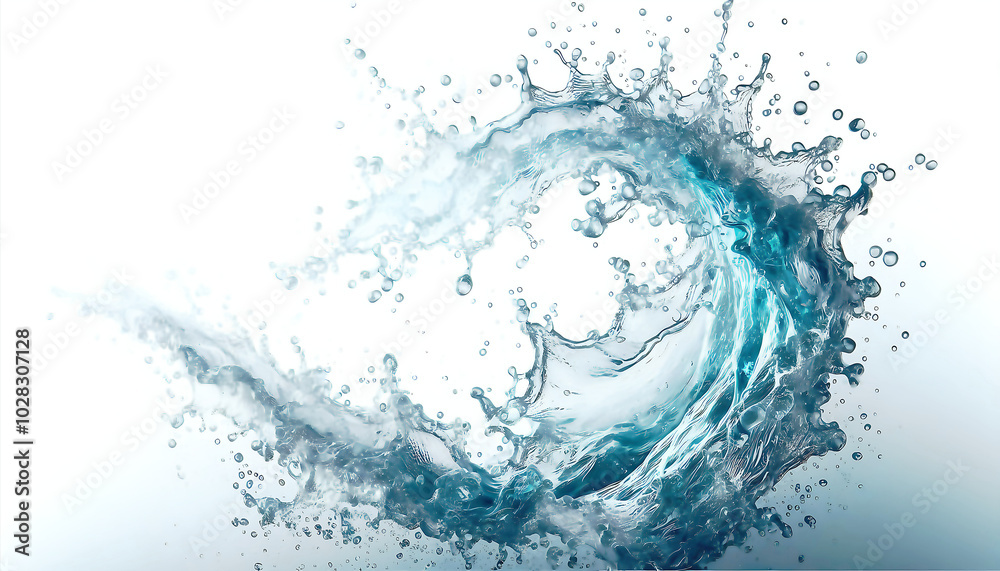 Dynamic splashes and water droplets form abstract shapes, a concept of nature and fluidity Dynamic splashes and water droplets form abstract shapes, a concept of nature and fluidity