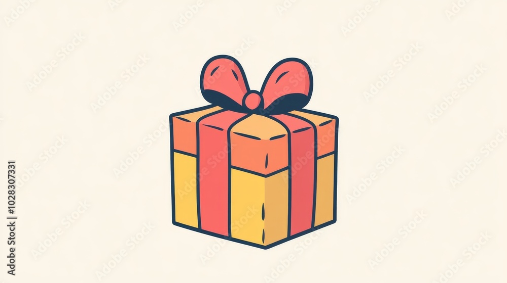 Obraz premium A simple outline drawing of a gift box, perfect for a business logo or website. You can easily change the colors and the thickness of the lines.
