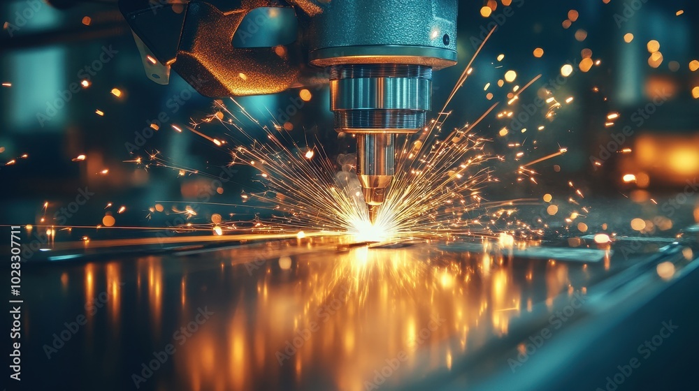 Close-up of Vibrant Plasma Arc Welding Sparks Close-up of Vibrant Plasma Arc Welding Sparks