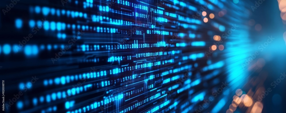 AI blockchain transformation, digital finance, blue holographic elements, cyber city