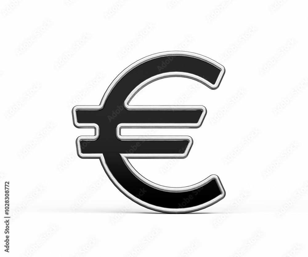 Obraz premium Black European Euro Currency Symbol With Metal Gleam And Beveled Edges 3D Illustration