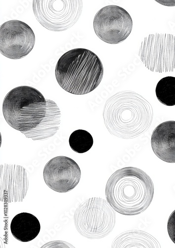 A black and white drawing of many small circles