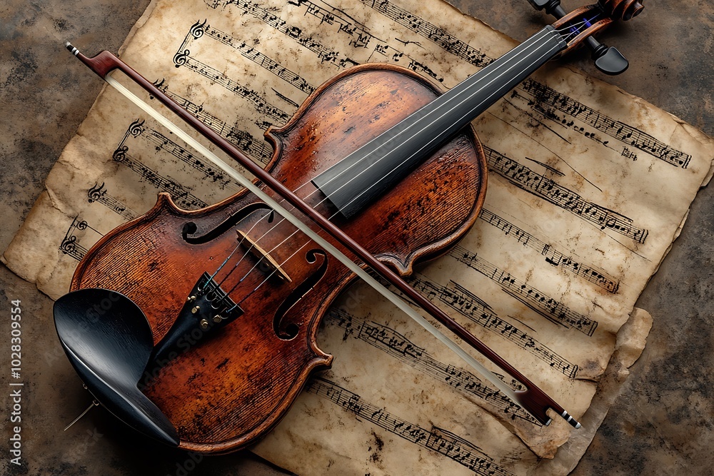 Naklejka premium violin and notes