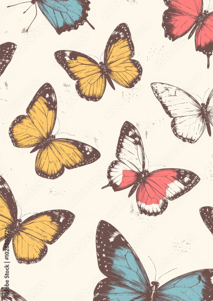 A colorful butterfly pattern is displayed on a white background A colorful butterfly pattern is displayed on a white background
