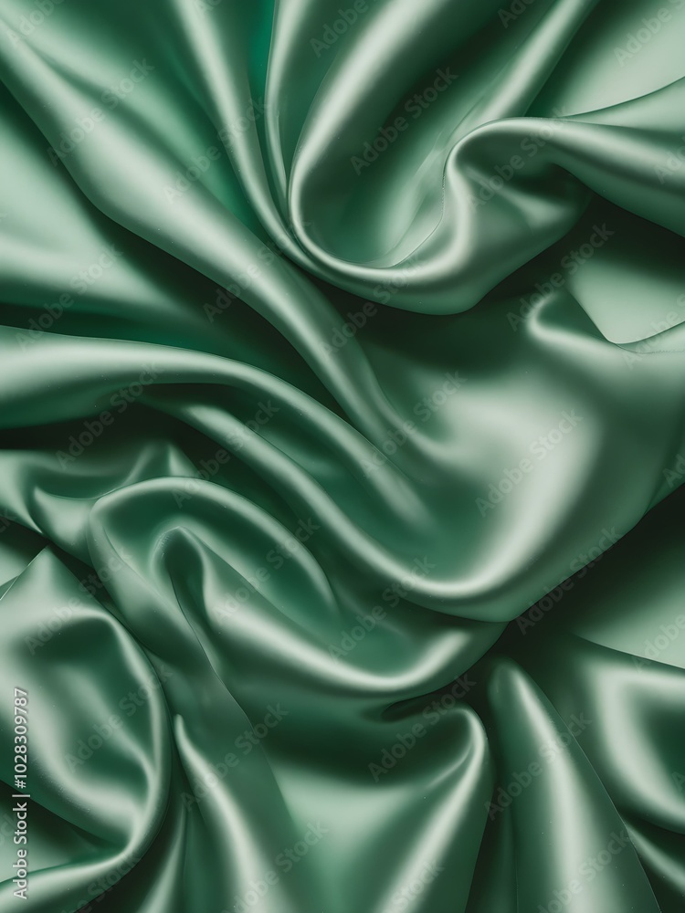 Fototapeta premium A vibrant emerald green background with smooth, satin-like texture, providing a sense of sophistication and calm