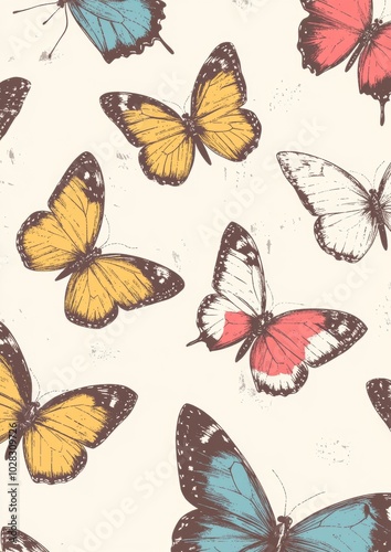 A colorful butterfly pattern is displayed on a white background