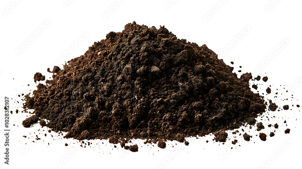Soil, dirt pile isolated on white, side view Soil, dirt pile isolated on white, side view