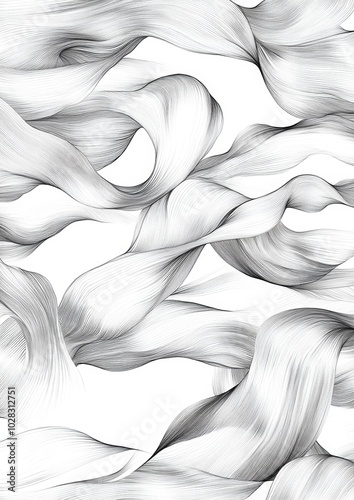 The image is a black and white drawing of a wave