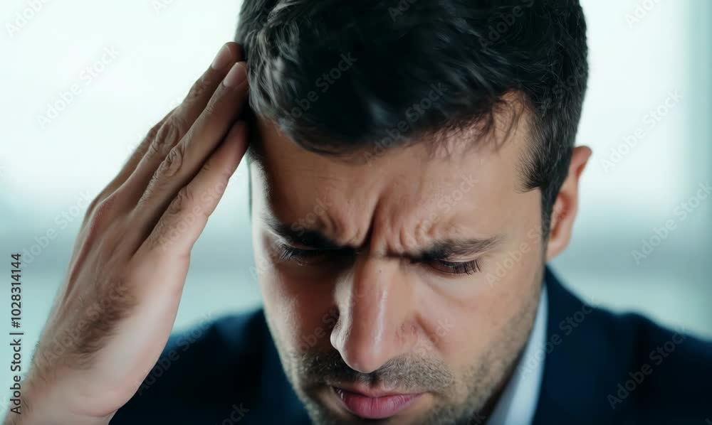 Stressed Ukrainian Man Working Late in Corporate Office Stressed Ukrainian Man Working Late in Corporate Office
