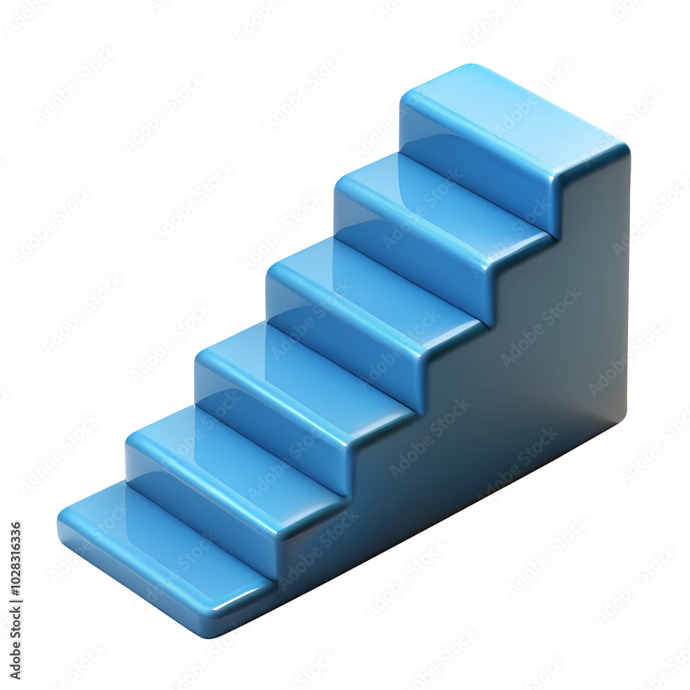 stairs to success 3d render icons in cartoon plastic style minimal isolated on transparent white background, clipping path