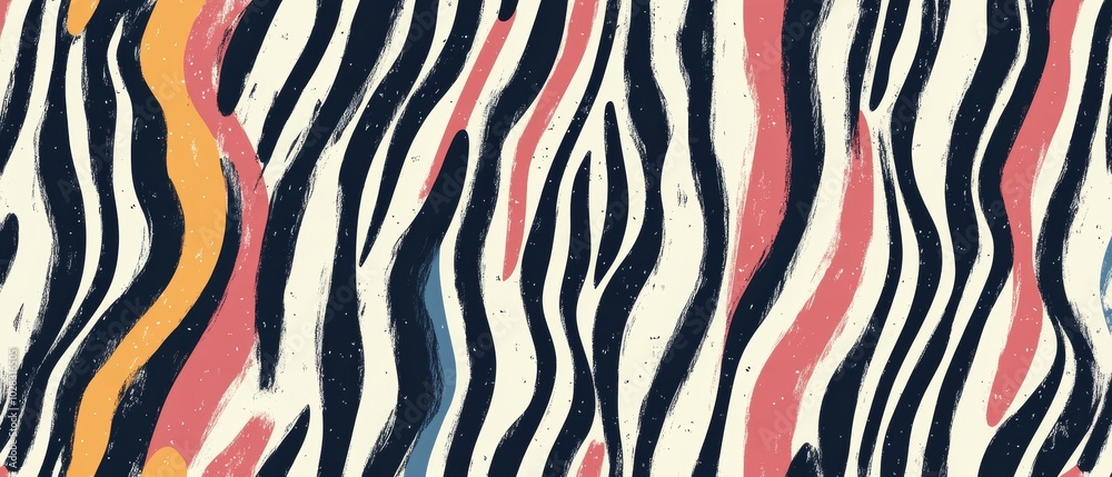 A zebra print with a lot of colors and brush strokes A zebra print with a lot of colors and brush strokes