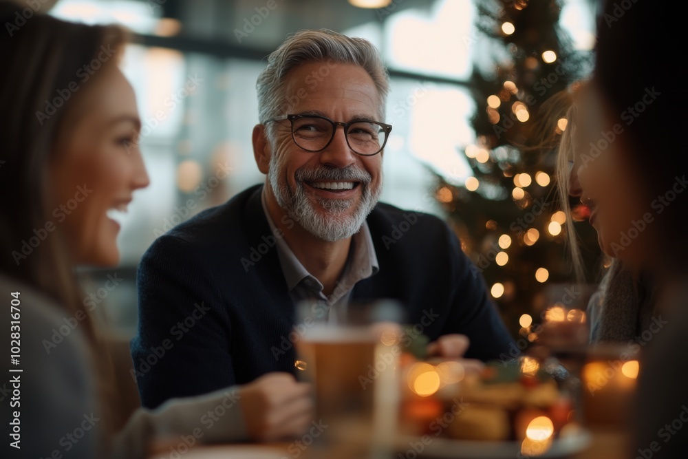 Joyful gathering with friends during holiday celebration time. Joyful gathering with friends during holiday celebration time.
