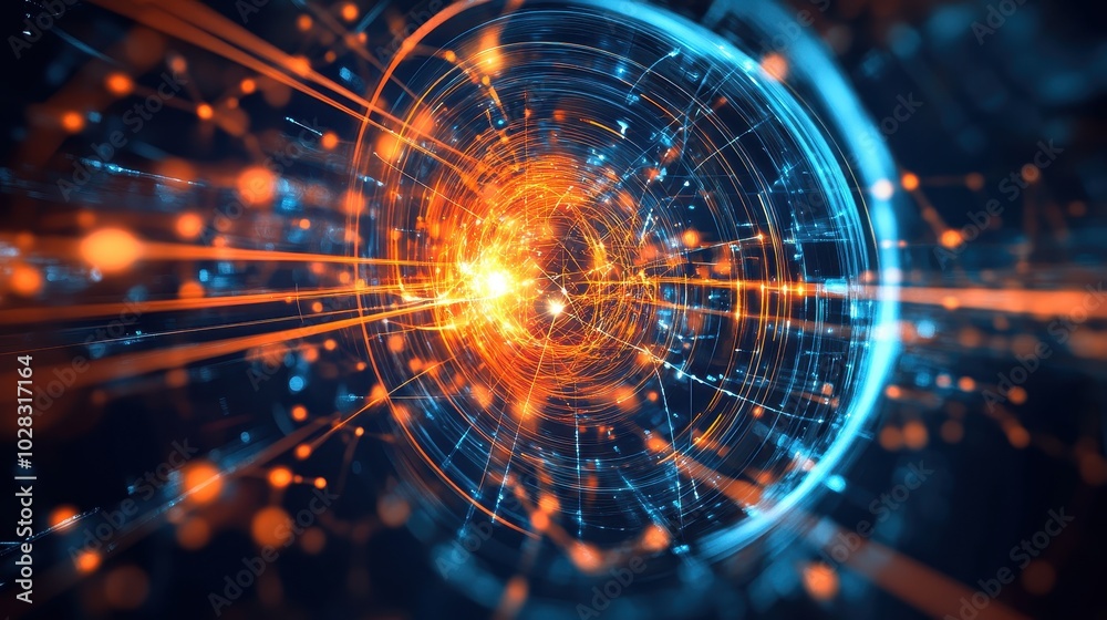 Obraz premium Charged Particle Movement in Futuristic Illustration