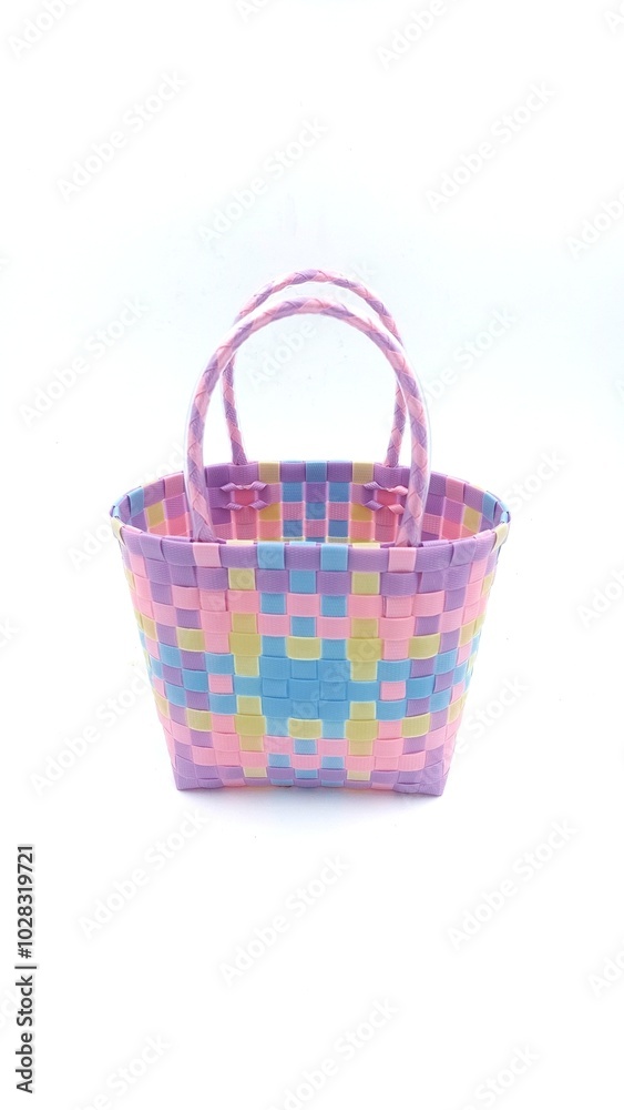 woven basket plastic on isolated white background
