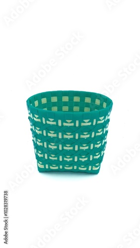 woven basket plastic on isolated white background