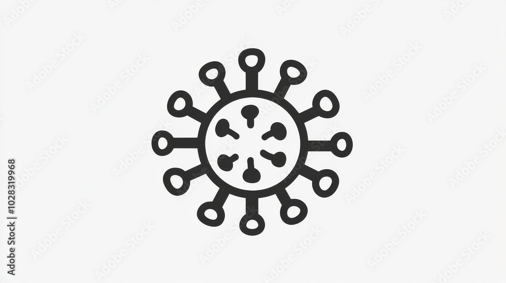 This icon shows a virus, drawn with simple lines. It's a clear image of a microbe, perfect for illustrating infection. This icon shows a virus, drawn with simple lines. It's a clear image of a microbe, perfect for illustrating infection.