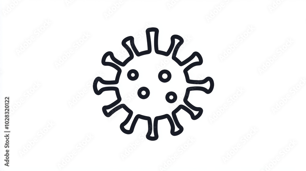 This icon shows a virus, drawn with simple lines. It's a clear image of a microbe, perfect for illustrating infection. This icon shows a virus, drawn with simple lines. It's a clear image of a microbe, perfect for illustrating infection.