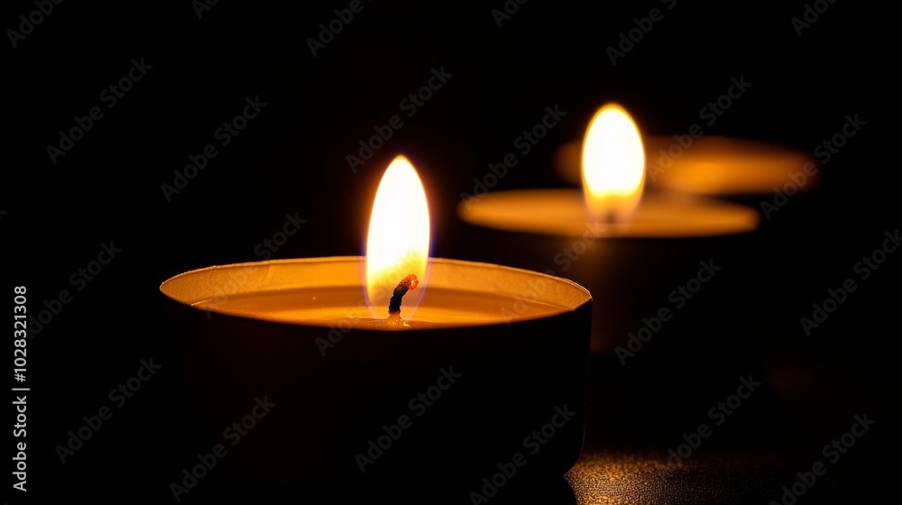 Three candles are lit in a dark room Three candles are lit in a dark room