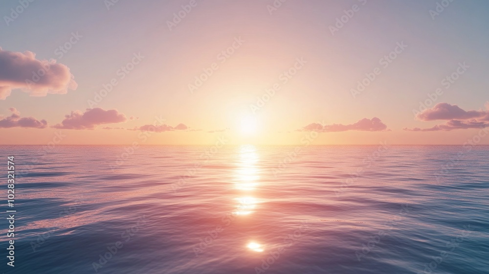 The sun is setting over the ocean, casting a warm glow on the water The sun is setting over the ocean, casting a warm glow on the water