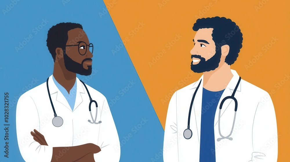 Fototapeta premium Multicultural doctor and patient interaction, healthcare diversity brochure