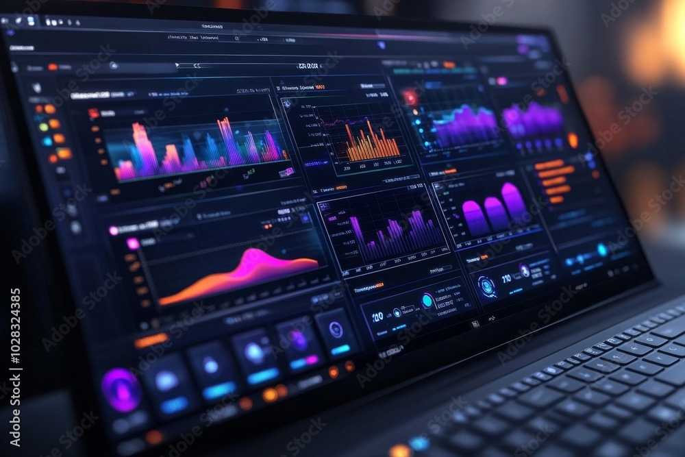 AI-Powered Cloud Computing Dashboard Visualizing Data Analytics and Business Insights