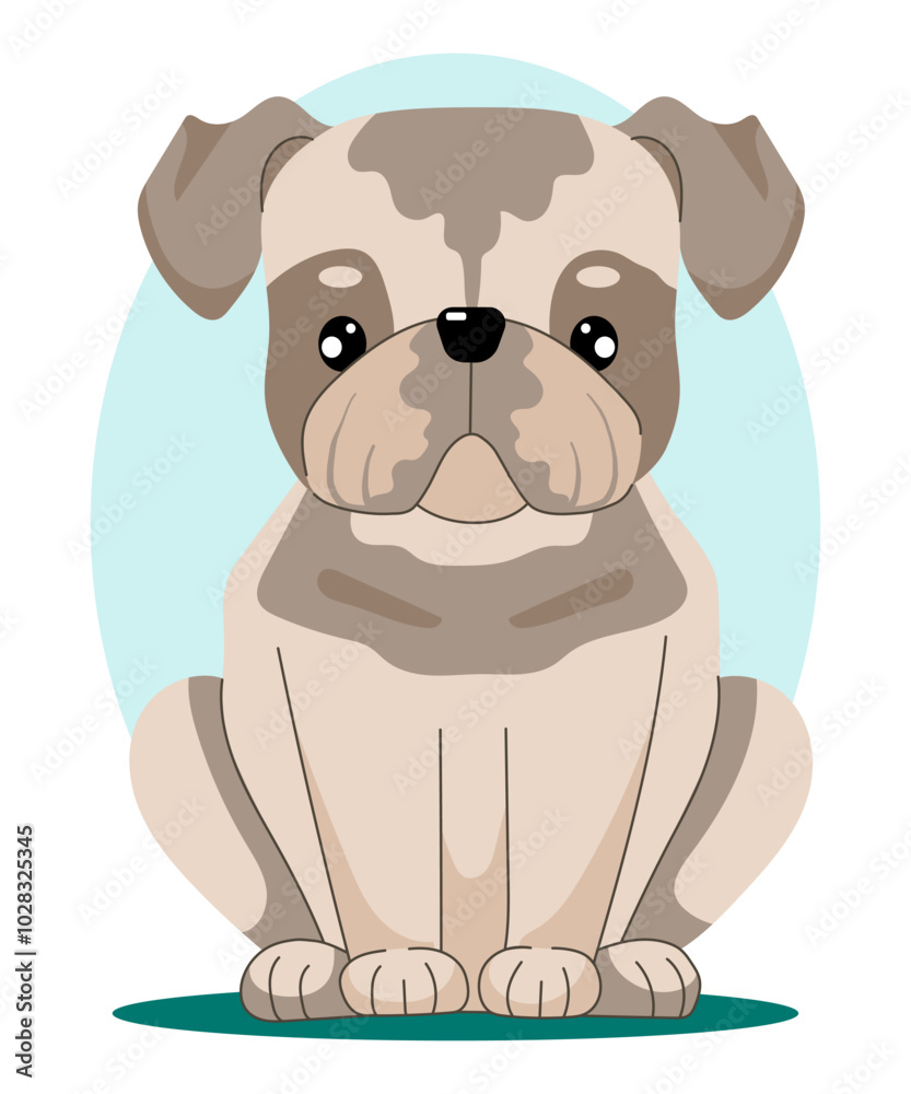 Bulldog. Vector illustration of sitting dog in flat style. Bulldog. Vector illustration of sitting dog in flat style.
