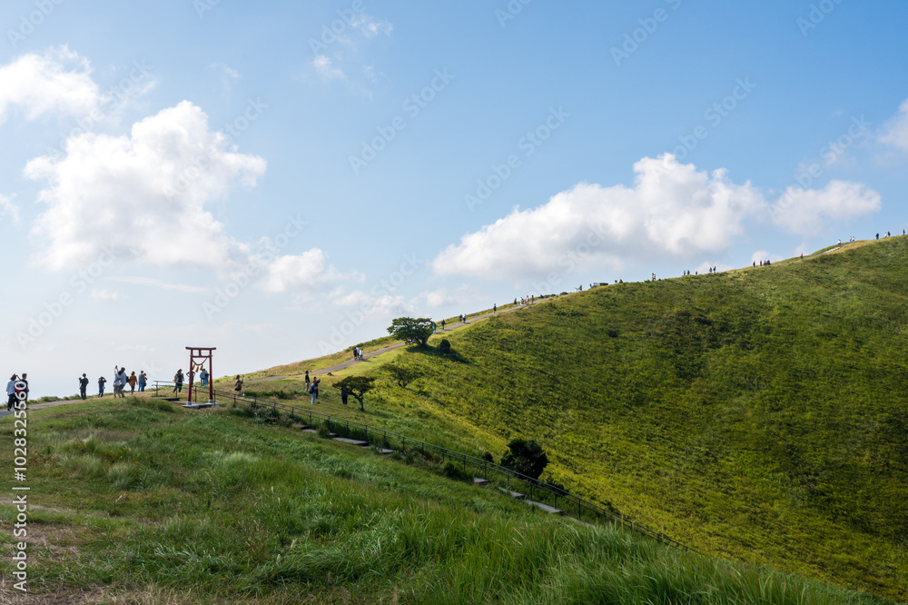 Obraz premium 日本の静岡県伊東市の大室山の美しい風景