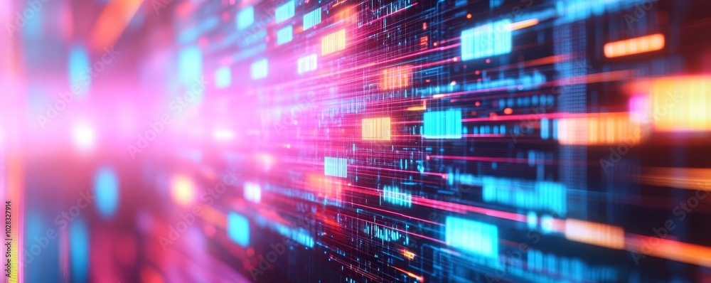Blockchain tech, hologram display, cyber tones, vibrant neon highlights Blockchain tech, hologram display, cyber tones, vibrant neon highlights