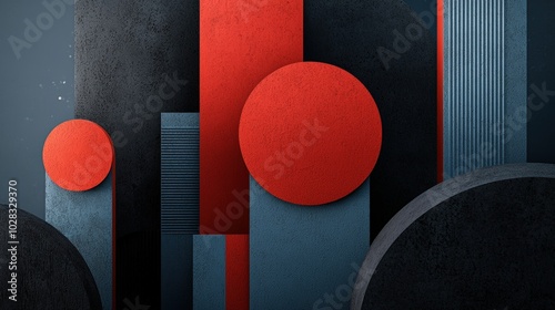 Abstract shapes in red and blue colors. photo