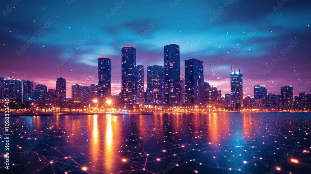 Fototapeta premium Futuristic Smart City Powered by Cutting-Edge and Edge Computing Technologies