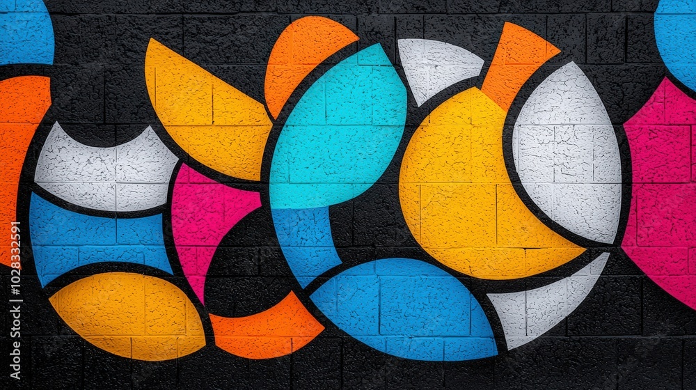 Fototapeta premium Colorful abstract mural on a brick wall