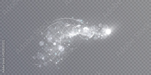 Christmas cold blizzard effect with snow. Vector texture Cold winter wind with snowflakes on transparent background.