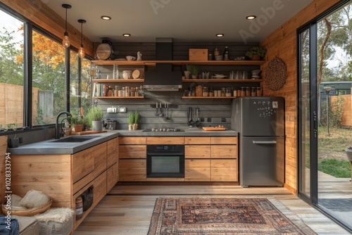 Compact and Cozy Tiny House with Efficient Kitchen Design photo