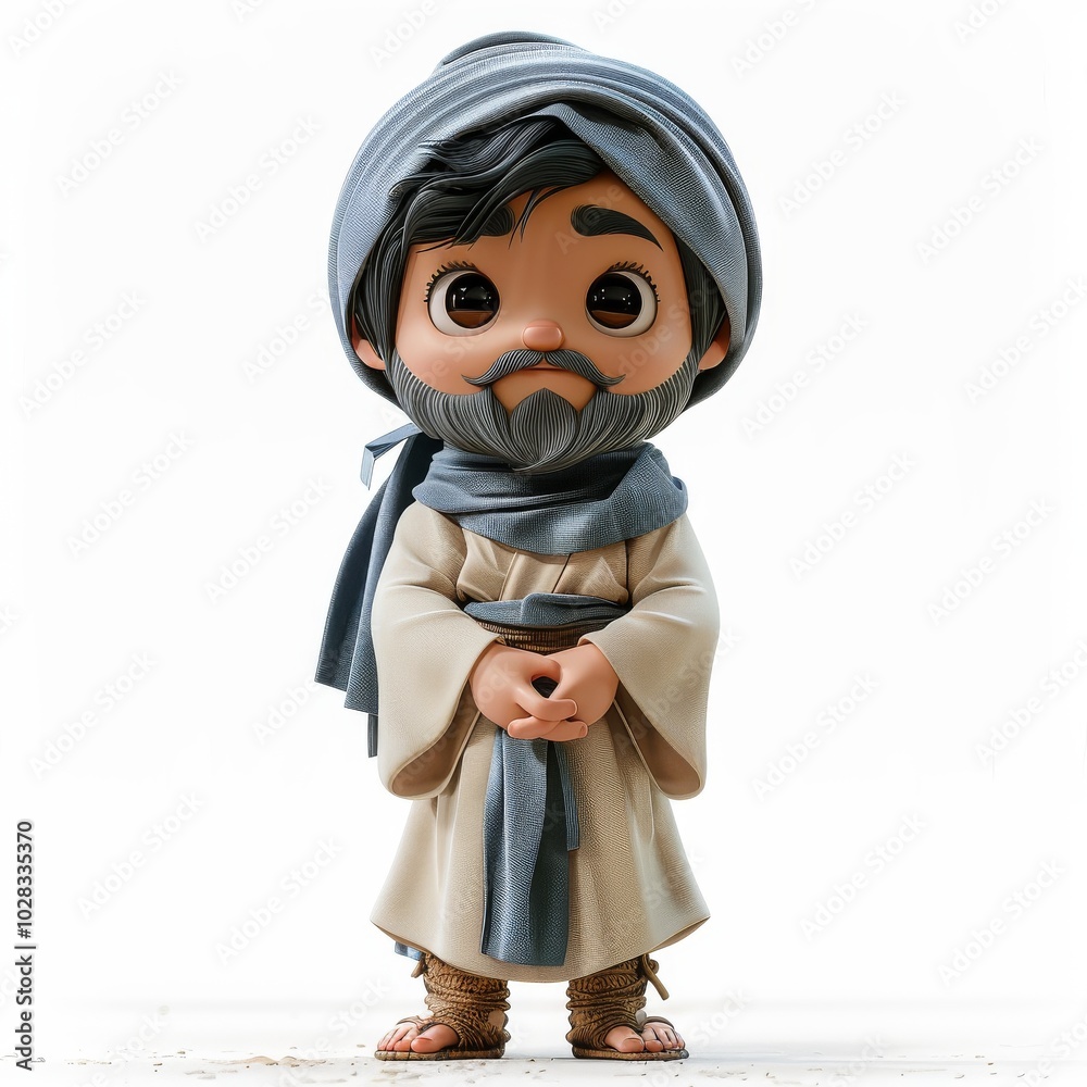 Cute 3D Cartoon Character in Traditional Attire Cute 3D Cartoon Character in Traditional Attire
