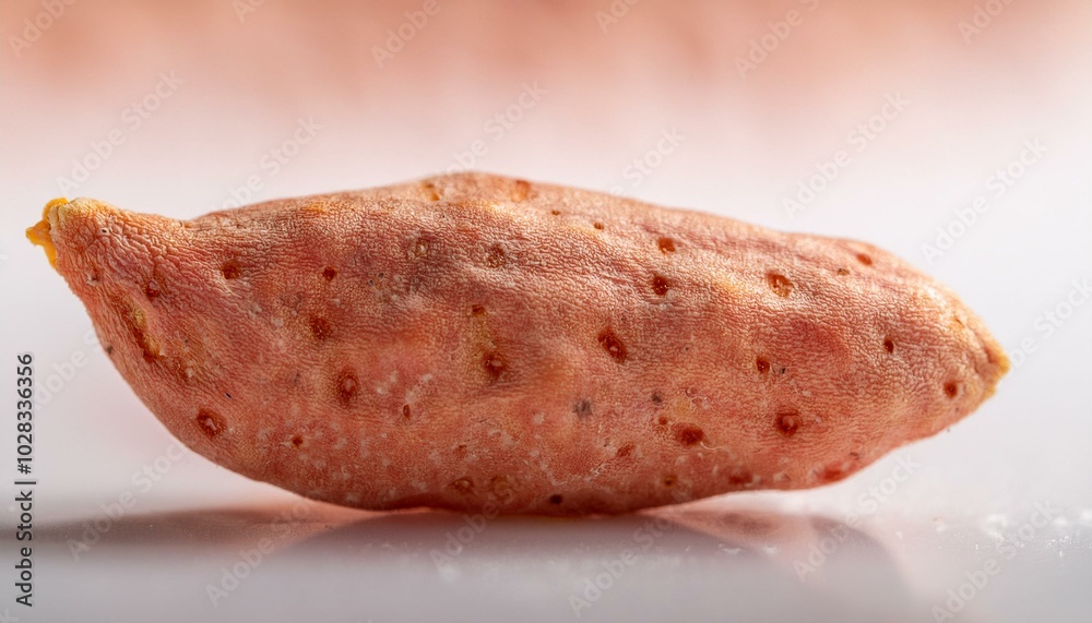 A close-up of a sweet potato's rough, textured skin, filling the frame in the center, leavin A close-up of a sweet potato's rough, textured skin, filling the frame in the center, leavin