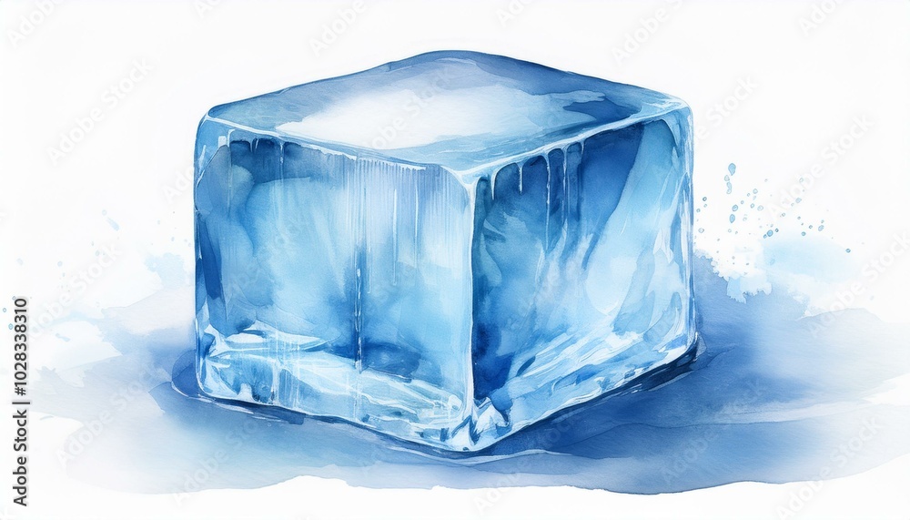A single, perfectly detailed ice cube with visible cracks and glossy highlights, captured in A single, perfectly detailed ice cube with visible cracks and glossy highlights, captured in