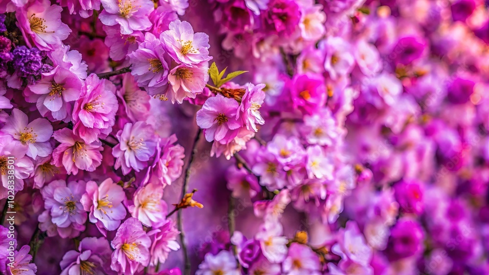 A Delicate Tapestry of Soft Pink and Purple Blossoms, Each Petal a Miniature Masterpiece of Nature's Art A Delicate Tapestry of Soft Pink and Purple Blossoms, Each Petal a Miniature Masterpiece of Nature's Art