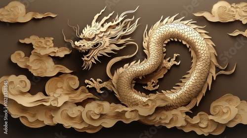 Elegant Chinese Fantasy Dragon SVG Graphic for Laser Cut