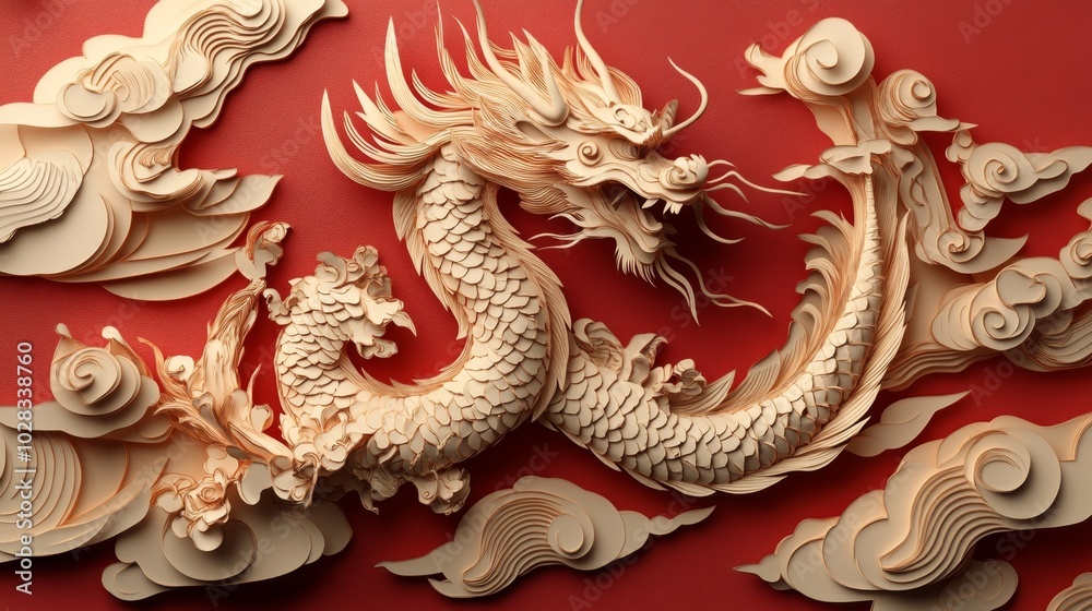 Obraz premium Elegant Fantasy Chinese Dragon SVG File for Laser Cut