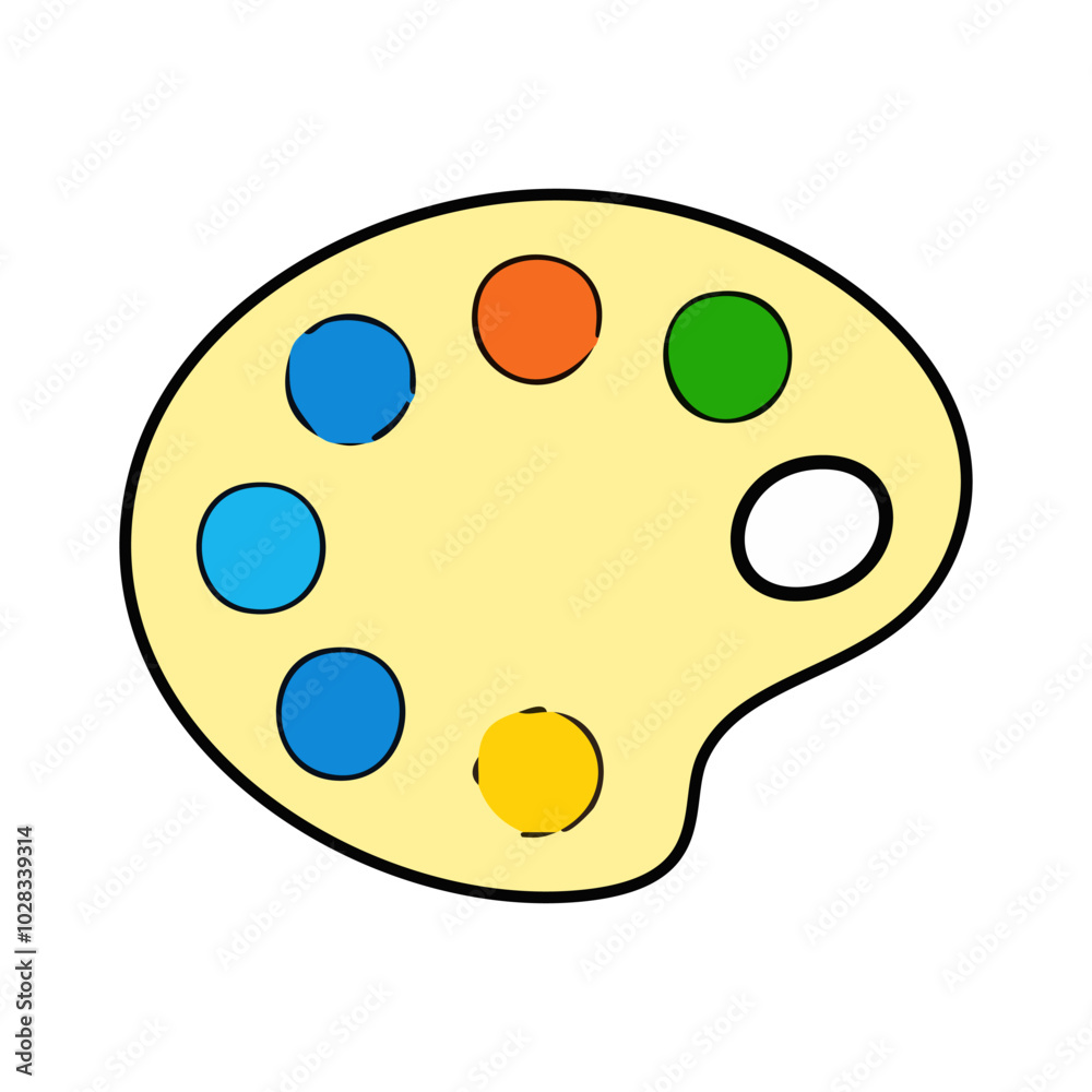 Fototapeta premium Palette with paints. Vector illustration isolated on a white background.