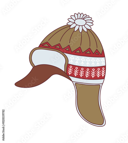Earflap Hat With Festive Patterns