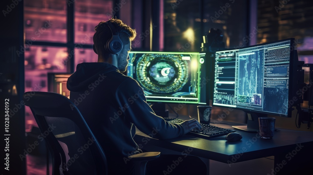 Programmer Utilizes Multiple Screens for Enhanced Development Programmer Utilizes Multiple Screens for Enhanced Development