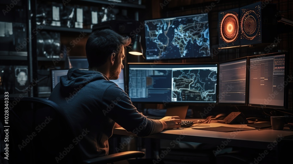 Programmer Utilizes Multiple Screens for Enhanced Development Programmer Utilizes Multiple Screens for Enhanced Development